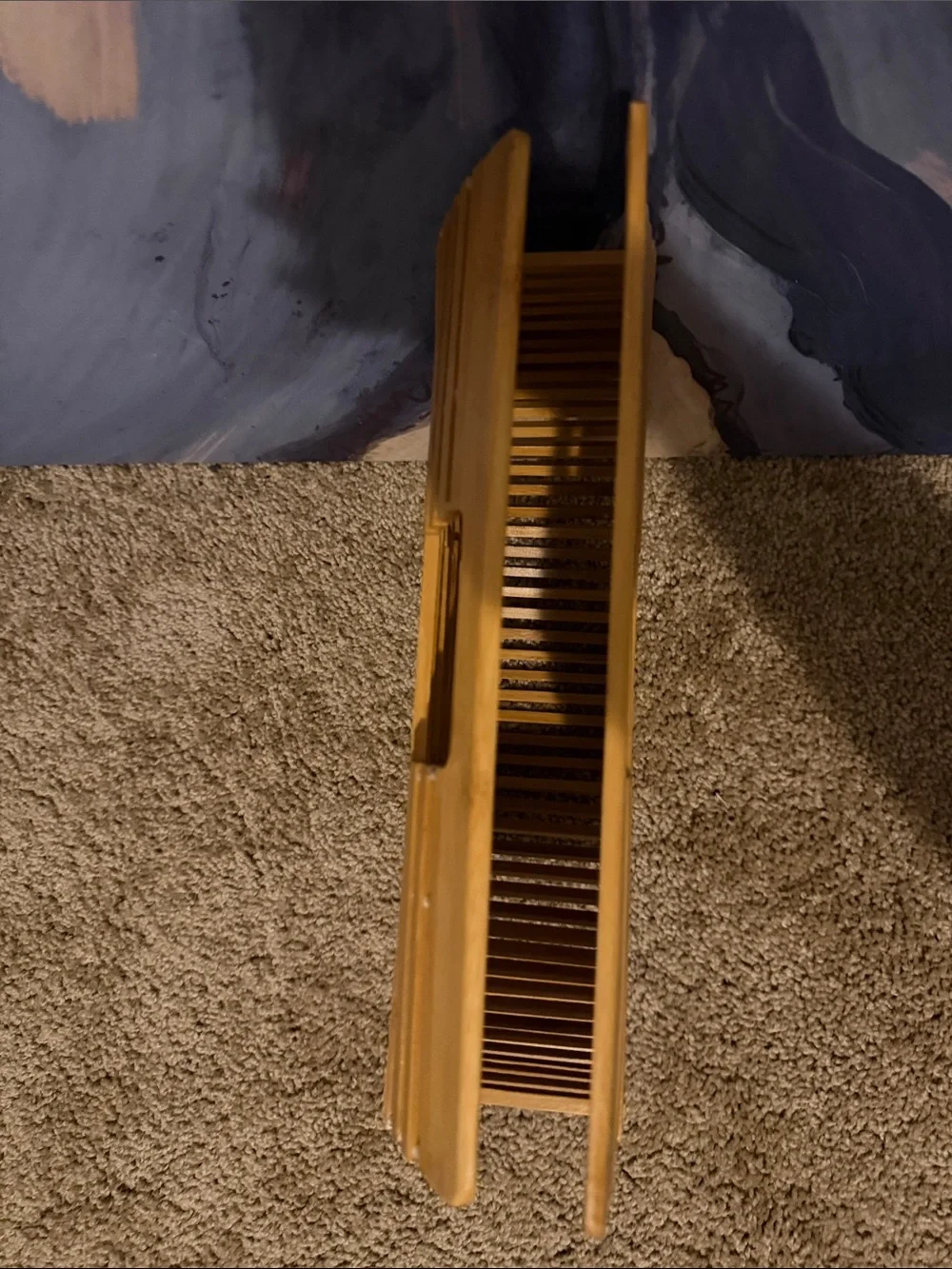 Bamboo Semi-Circle Slatted Tote Bag - Natural Brown